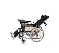 Silla de ruedas totalmente reclinable 6 en 1, multifuncional, plegable, manual, silla de ruedas con reposacabezas de respaldo alto, silla de ruedas para personas mayores, silla de ruedas de 220 libras