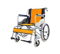 Silla de ruedas,Tubo de acero audaz y marco plegable, silla de viaje de tránsito portátil propulsada por un asistente, pesa solo 14 kg, naranja