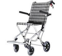 Silla de ruedas ultraligera de aleación de aluminio, transporte plegable portátil, cómoda máquina de desplazamiento de silla de ruedas móvil, freno de mano