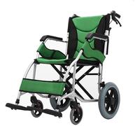 Silla de ruedas verde Silla de ruedas pequeña Silla de ruedas plegable Carro de aluminio ligero Personas mayores discapacitadas Sin necesidad de neumático inflable Portátil