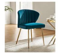Silla de sala de estar Silla de comedor de terciopelo, silla de tocador pequeña y moderna con respaldo, patas de Metal, elegante silla decorativa sin brazos for sala de estar Sillas de comedor(Teal)