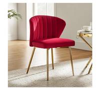 Silla de sala de estar Silla de comedor de terciopelo, silla de tocador pequeña y moderna con respaldo, patas de Metal, elegante silla decorativa sin brazos for sala de estar Sillas de comedor(Red)