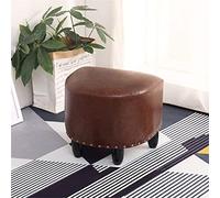 Silla de salón de 16 pulgadas, taburete tapizado, reposapiés, taburete de piel sintética, asiento de tocador, taburete de sofá, fácil de limpiar, diseño moderno de remaches, color marrón