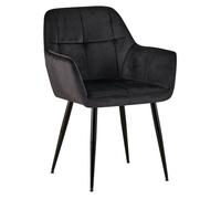 Silla de salón emia en terciopelo negro 61x56.5x84 cm