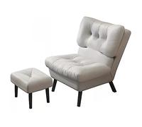 Silla de salón para interiores, respaldo ajustable, con reposapiés, silla de lectura para dormitorios, sala de sol, silla contemporánea, color gris claro