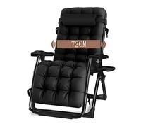 Silla de salón plegable reclinable ajustable portátil, con portavasos y almohadilla de algodón extraíble, para el balcón de la casa, jardín al aire libre, soldadoras (silla) (silla + cojín negro)