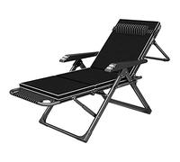 Silla de salón, tumbona negra sillas de patio de servicio pesado reclinados con cojines para el jardín al aire libre para acampar, sillones reclinables plegables para balcón de sala de estar (negro)