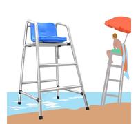 Silla de salvavidas comercial con escalera de rescate elevada para piscinas, playas, parques acuáticos y muelles, construcción de acero inoxidable