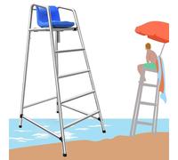 Silla de salvavidas comercial con escalera de rescate elevada para piscinas, playas, parques acuáticos y muelles, construcción de acero inoxidable