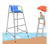 Silla de salvavidas comercial con escalera de rescate elevada para piscinas, playas, parques acuáticos y muelles, construcción de acero inoxidable
