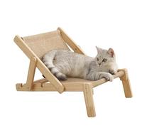 Silla de sisal para gatos, tumbona elevada, herramientas multifuncionales de afilado, muebles de madera maciza para mascotas, balcón, mesita de noche, uso en interiores y exteriores