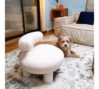 Silla de sofá Lazy para sala de estar, dormitorio, decoración del hogar, asiento individual lindo mini oso con puf Boucle, pequeño pie tapizado