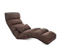 Silla de suelo ajustable con soporte de respaldo, tumbona de 5 posiciones, asiento acolchado grueso y almohada, sofá plegable sin montaje para relajación en interiores