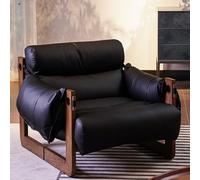 Silla de suelo con marco de madera, sofá reclinable para balcón y sala de estar, cómodo mueble de acento individual en elegante color beige