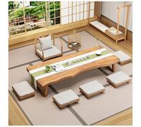 Silla de suelo de madera, mesa baja japonesa para sentarse tatami, escritorio de comedor multiusos, acabado natural que ahorra espacio