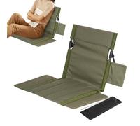 Silla de suelo portátil genérica con respaldo y bolsillo lateral | Silla de exterior plegable de aluminio y tela Oxford | Impermeable para acampar, playa y jardín