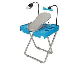Silla de Taburete de Pedicura Profesional Taburete de Reposapiés Antideslizante, Reposapiés de Pedicura con Lupa LED Y Ventilador de Secado, Reposapiés de Belleza para una Pedicura Fácil en Casa sin D