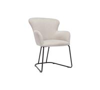 Silla de tejido efecto aterciopelado texturizado beige y metal negro BRITT