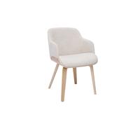 Silla de tela chenille beige y madera clara EARL