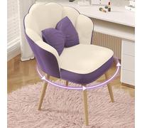 Silla de tocador con forma de flor, taburete giratorio de 360°, silla de maquillaje moderna con respaldo alto para sala de estar/vestidor/dormitorio