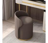 Silla de tocador con respaldo para sala de maquillaje y dormitorio, silla de tocador de piel sintética con marco de madera maciza y esponja de alta resistencia, taburete cómodo en color marrón
