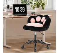 Silla De Tocador con Ruedas, Linda Silla De Oficina con Diseño De Pata De Gato y Respaldo, Giratoria 360°, Altura Ajustable, Sin Brazos, En Vibrantes Bloques De Colores, Silla De Escritorio Pequeña