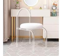 Silla de tocador de acrílico transparente con cojín de terciopelo, silla de comedor moderna apilable para sala de maquillaje, silla lateral decorativa para dormitorio, sala de estar
