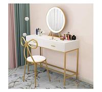 Silla de tocador de alta gama, taburete de tocador de maquillaje, silla acolchada con patas de madera de goma en la sala de estar, dormitorio, recepción, etc. (Color: blanco. Tamaño: longitud 80 cm