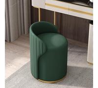 Silla de tocador de maquillaje con respaldo, de piel sintética, marco de madera maciza, esponja de alta resistencia, taburete cómodo para dormitorio y sala de maquillaje, color verde