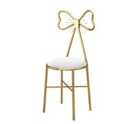 Silla de tocador de mariposa con patas doradas, cojín de terciopelo, marco de metal, asiento de tocador para decoración de interiores, diseño de respaldo de mariposa blanca para cafetería y dormitorio