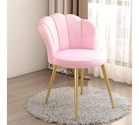 Silla de tocador en forma de concha con patas de metal dorado, elegante asiento de tela acolchado para el hogar, oficina, dormitorio, cocina, ¡agregará brillo a su espacio vital!