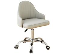 Silla de tocador pequeña, silla giratoria ajustable con brazos, silla de escritorio tapizada para oficina en casa, silla de maquillaje moderna de piel sintética con respaldo para dormitorio, espacio