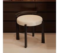 Silla de tocador tapizada con respaldo, reposapiés otomano pequeño, silla de maquillaje Sherpa moderna con patas de madera maciza para dormitorio, sala de estar