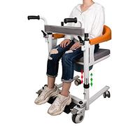 Silla de transferencia de elevación para pacientes - Elevación manual 4 en 1 silla de ruedas de baño para discapacitados con orinal - Altura ajustable y rueda universal silenciosa de 360° - Silla de
