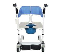 Silla de transferencia de pacientes con elevación de pacientes, silla de ruedas para el hogar, silla de ducha de baño con asiento dividido de 180°, cómoda de noche con orinal, silla de transporte para