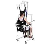 Silla de Transferencia de Pacientes Silla elevadora 6 en 1 para traslado de pacientes con suspensión giratoria de 360°, altura ajustable de 150 a 210 cm, ayuda para caminar con asiento, capa