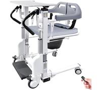 Silla de transferencia eléctrica para pacientes, silla de ruedas de transporte portátil, silla de ruedas elevadora de pacientes 4 en 1 con asiento dividido de 180°, rueda universal silenciosa de 360°