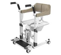 Silla de transferencia hidráulica con elevador de pacientes y ruedas, asiento abatible 360°, silla de ducha móvil para traslado a cama, capacidad de 125 kg.