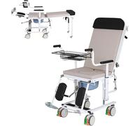 Silla de Transferencia Silla de ruedas elevadora para pacientes, silla de transferencia para ducha en casa, silla reclinable horizontal, con inodoro de cabecera para personas con discapacida