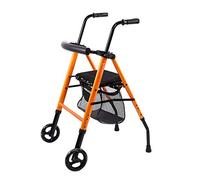 Silla de transporte con asiento acolchado, plegable con 2 ruedas, altura ajustable, ayuda para la movilidad con andador para personas mayores discapacitadas, decoración ligera con muleta