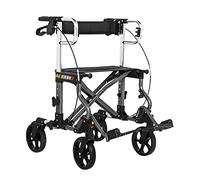 Silla de transporte con ruedas 2 en 1 con reposabrazos ajustable y rueda de freno Andador con ruedas de pie para personas mayores y discapacitadas