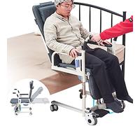 Silla de traslado de pacientes 5 en 1 con elevador hidráulico para personas con parálisis total, elevador de baño, ducha para personas con discapacidad, altura ajustable, inodoro para person