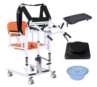 Silla De Traslado HidráUlica Con Elevador De Pacientes, Asiento Dividido A 180°, Altura Ajustable, CojíN De Asiento Desmontable Y Orinal Para Personas Mayores Y Discapacitadas Orange