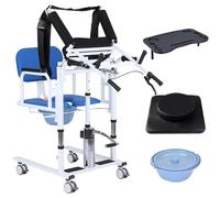 Silla De Traslado HidráUlica Con Elevador De Pacientes, Asiento Dividido A 180°, Altura Ajustable, CojíN De Asiento Desmontable Y Orinal Para Personas Mayores Y Discapacitadas Blue