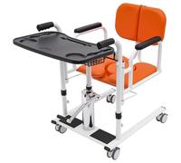 Silla de traslado hidráulica para pacientes con inodoro, asiento dividido de 180°, altura ajustable, soporta 150 kg para una movilidad segura