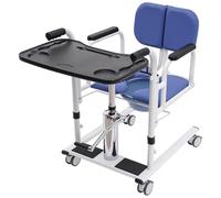 Silla de traslado hidráulica para pacientes con inodoro, asiento dividido de 180°, altura ajustable, soporta 150 kg para una movilidad segura