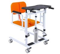 Silla de traslado para pacientes 4 en 1 con ruedas para baño, altura ajustable, asiento abatible a 180° para personas mayores, elevador S (naranja)
