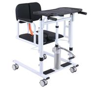 Silla de traslado para pacientes 4 en 1 con ruedas para baño, altura ajustable, asiento abatible a 180° para personas mayores, elevador S (negro)