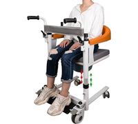 Silla de traslado para silla de ruedas, elevación manual 4 en 1, altura ajustable con orinal, apertura y cierre de 180°, para pacientes discapacitados
