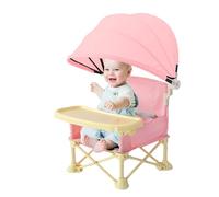 Silla De Viaje Para Bebé Con Bandeja | Silla Plegable Infantil Con Bandeja Para Comer,Asiento Portátil Para Niños Con Protección Solar Para Uso En Casa, Exterior, Jardín, Viaje, Acampada, Playa Y Pic
